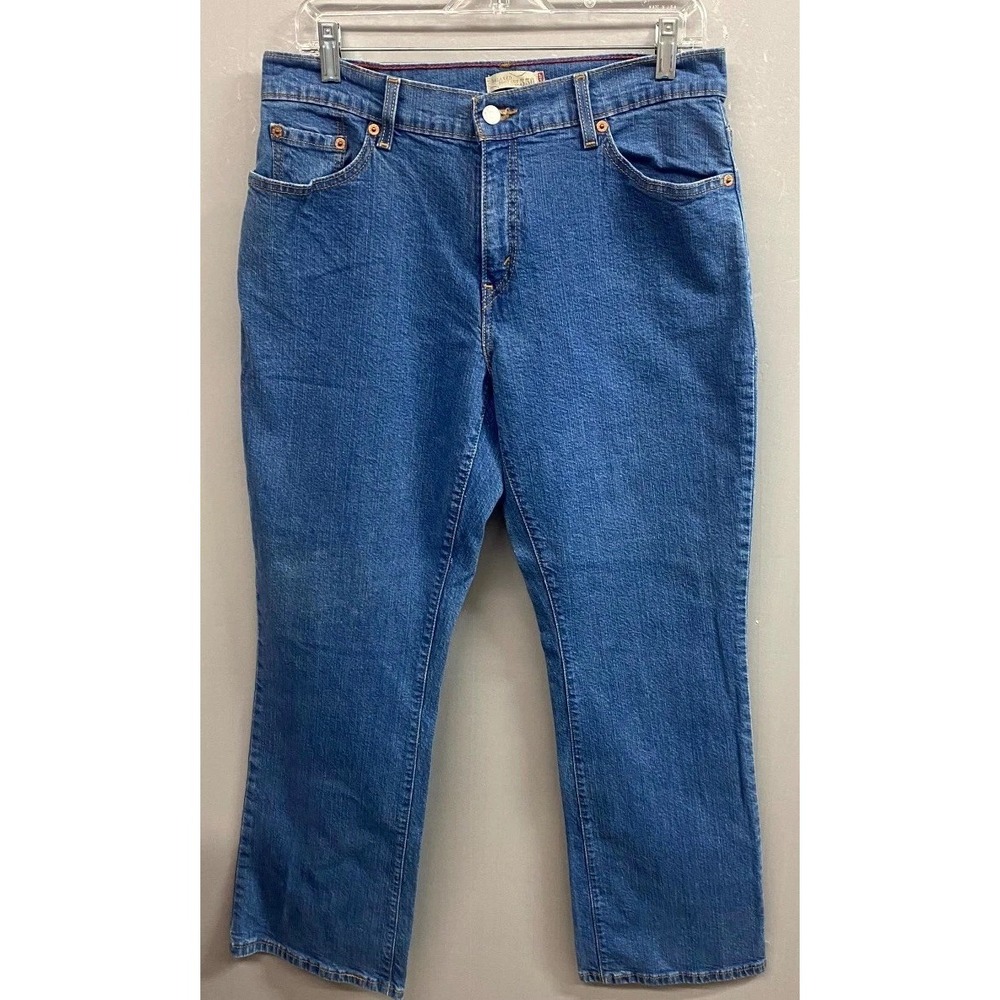 Vintage Levi's 550 Bootcut Jeans Womens 12M Blue Denim Y2K Straight Leg Red Tab